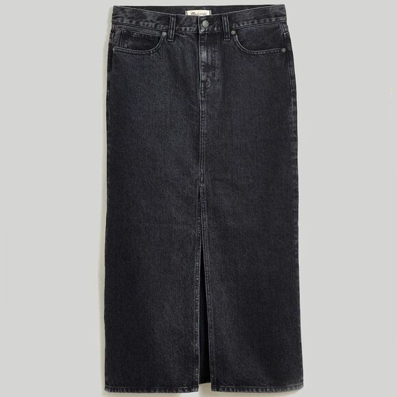 *Flaw-Spot* Madewell Denim Mid-Rise Maxi Skirt Size 33 in Lunar Wash NWT - Picture 1 of 14